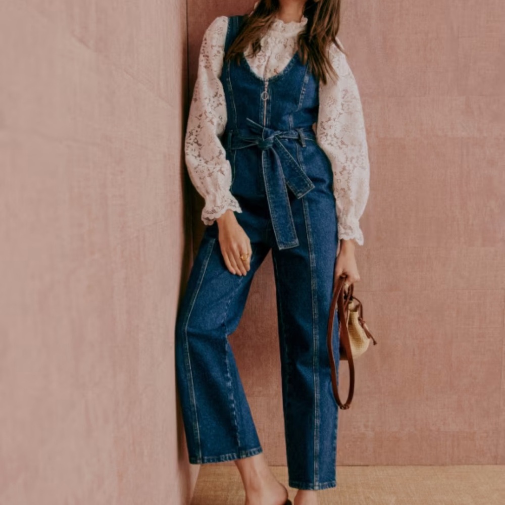 Sezane Selene Denim Jumpsuit